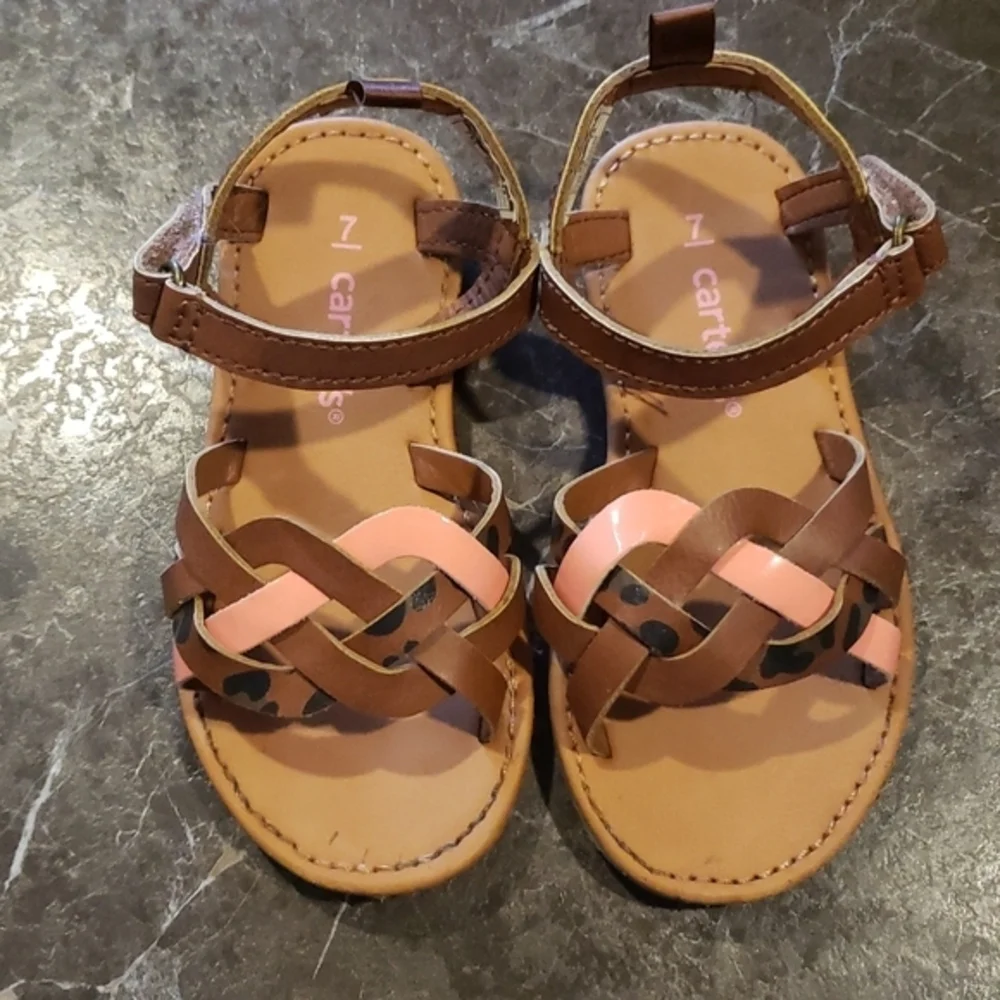Brown & Pink Nova Leopard Print‎ Sandal from Carter’s